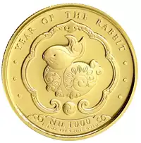 Bhutan Lunar Rok Królika kolorowany 1/4 uncji 2023 - złota moneta